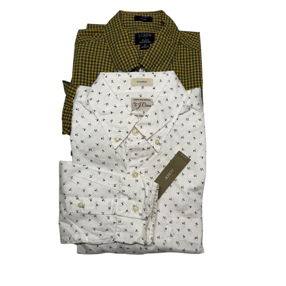Lot of 2 - J. Crew Button Down Oxford L/S Shirt Men's Small Slim Untucked